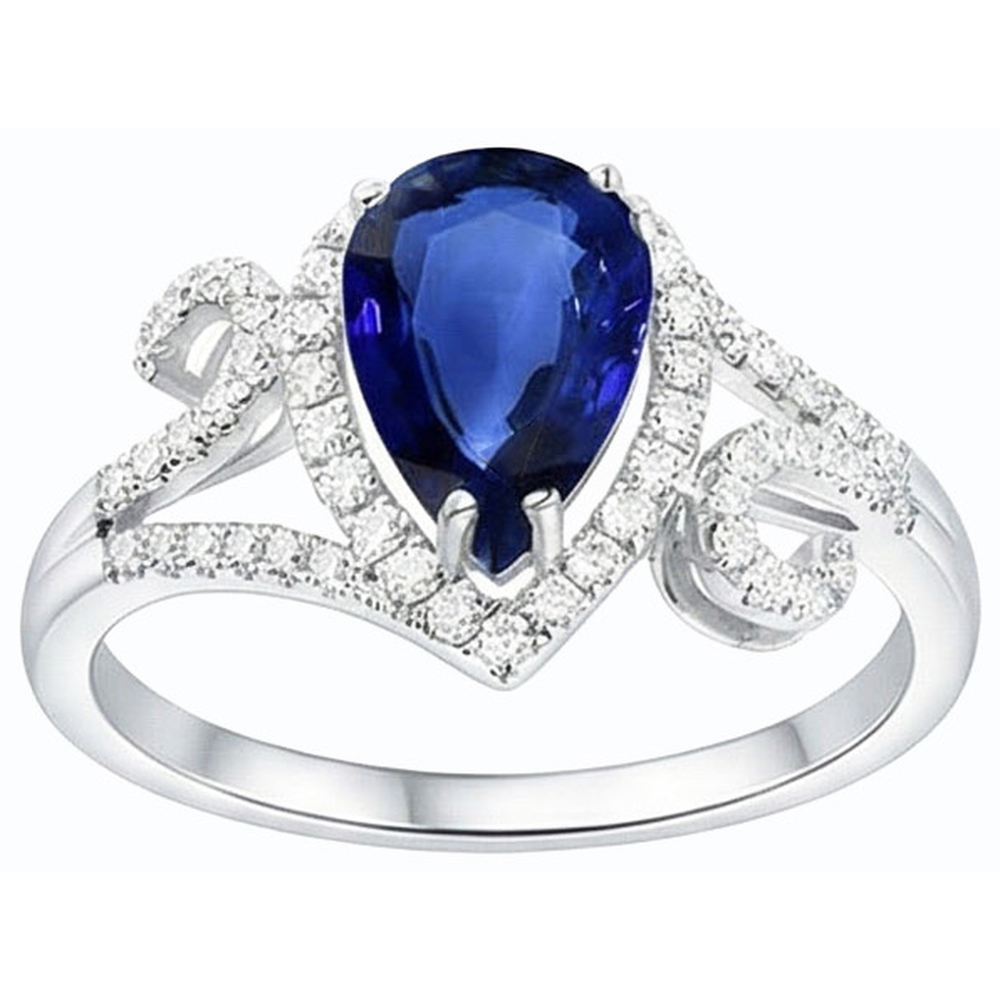 Halo Gemstone Blue Sapphire Ring & Natural Earth Mined Diamonds 3.50 Carats Women Jewelry