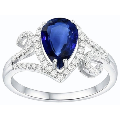 Halo Gemstone Blue Sapphire Ring & Natural Earth Mined Diamonds 3.50 Carats Women Jewelry