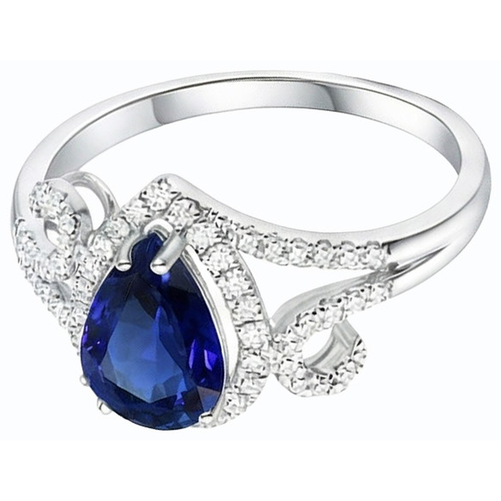 Halo Gemstone Blue Sapphire Ring & Natural Earth Mined Diamonds 3.50 Carats Women Jewelry