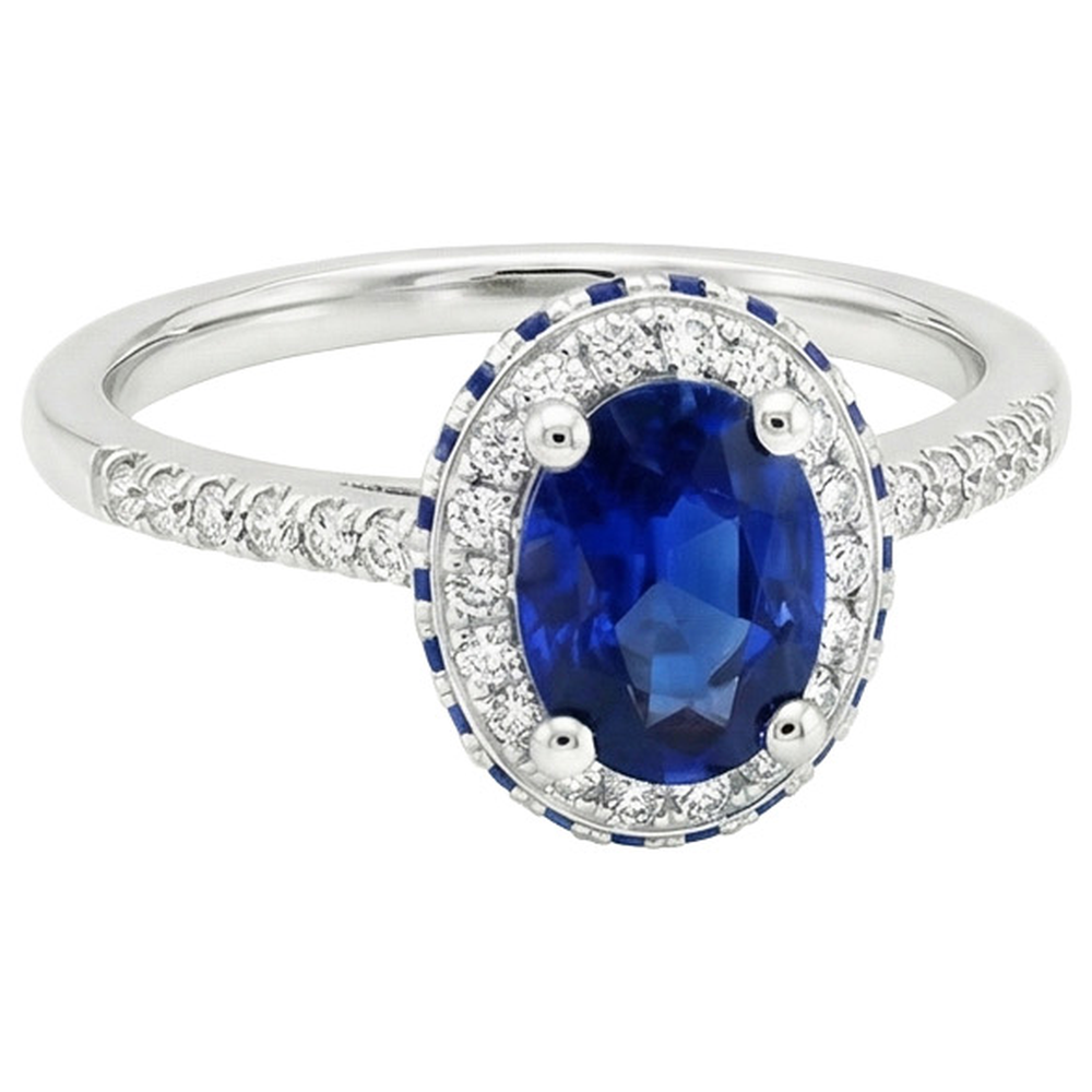 natural round sapphire 4.50ct ring top view