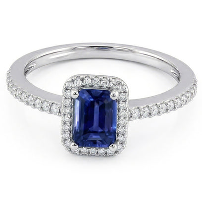 Halo Gold Natural Earth Mined Diamond Ring Emerald Blue Sapphire With Accents 3 Carats