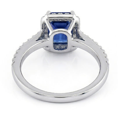 Halo Gold Natural Earth Mined Diamond Ring Emerald Blue Sapphire With Accents 3 Carats