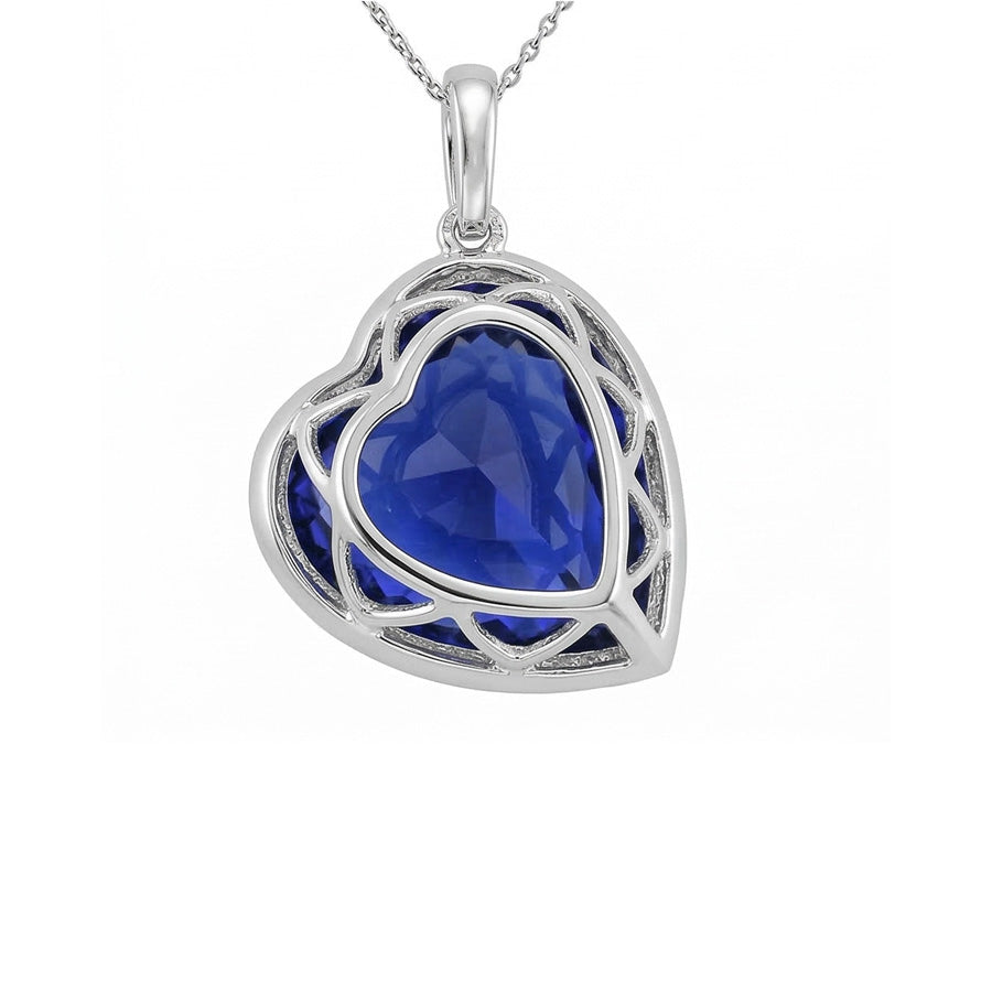 Halo Heart Dark Blue Sapphire & Round IGI CERTIFIED Diamond Pendant 9 Carats
