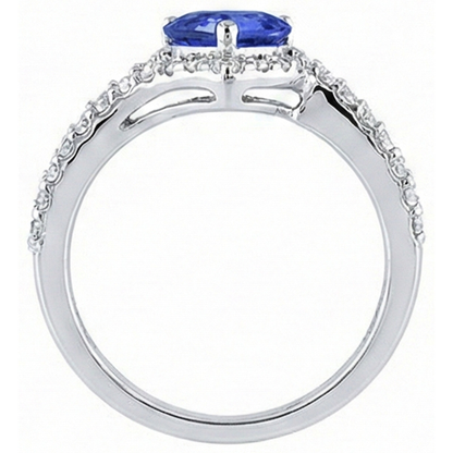 Halo Heart Light Blue Sapphire Ring Double Shank Natural Earth Mined Diamonds 4 Carats
