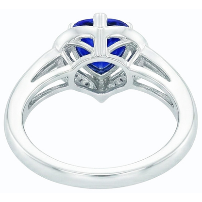 Halo Heart Style Sri Lankan Sapphire Ring 1.50 Carats Natural Earth Mined Diamonds