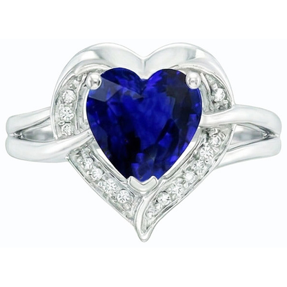 Halo Heart Style Sri Lankan Sapphire Ring 1.50 Carats Natural Earth Mined Diamonds