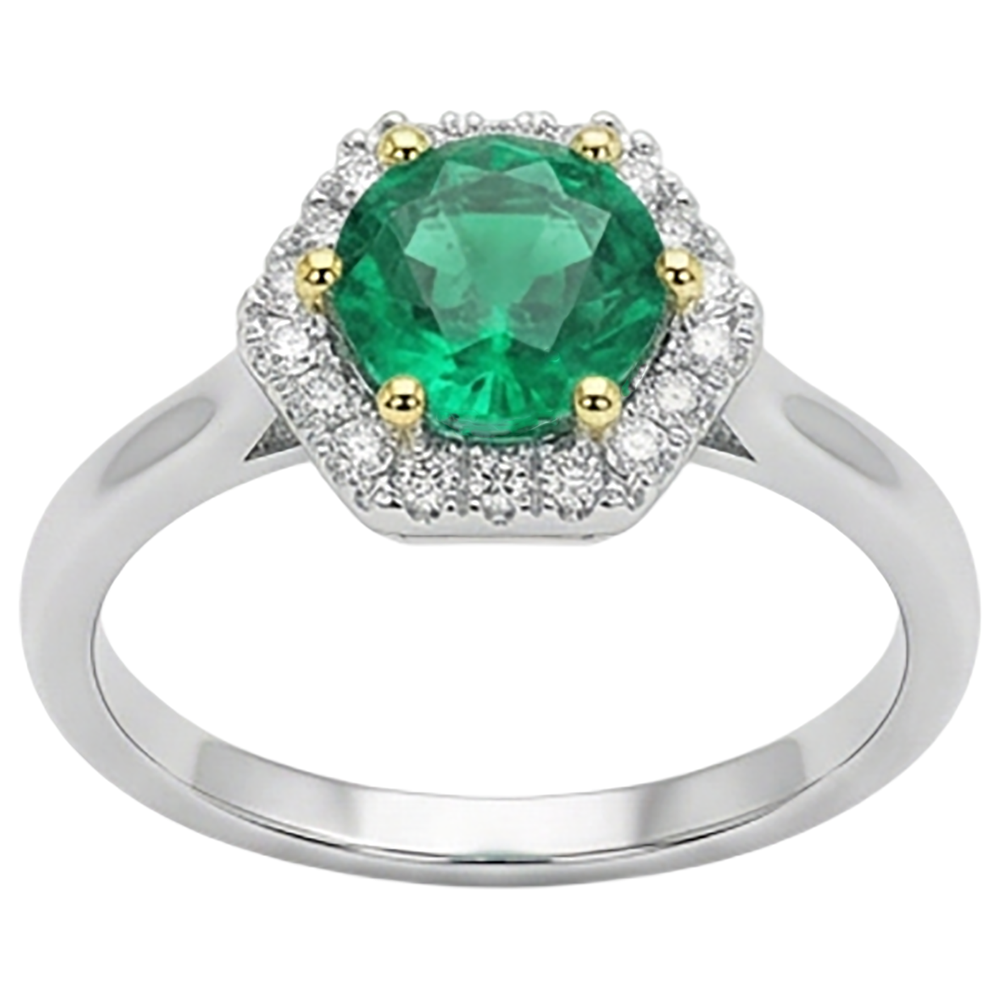 Natural Real ( Not Lab Grown ) Halo Jewelry Zambian Green Emerald GIA Ring