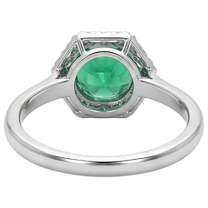Natural Real ( Not Lab Grown ) Halo Jewelry Zambian Green Emerald GIA Ring