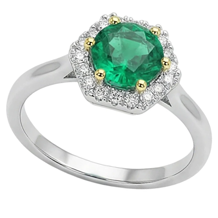 Natural Real ( Not Lab Grown ) Halo Jewelry Zambian Green Emerald GIA Ring