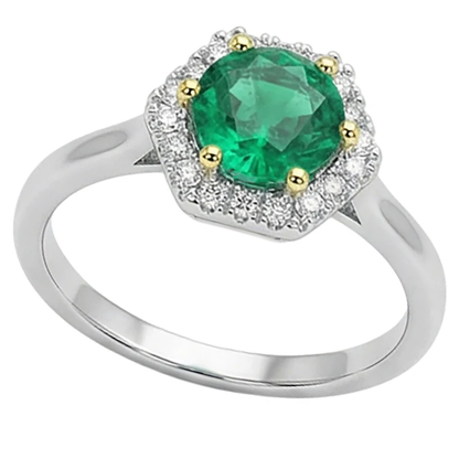 Natural Real ( Not Lab Grown ) Halo Jewelry Zambian Green Emerald GIA Ring