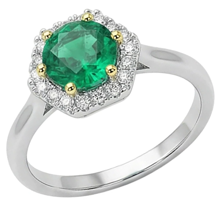 Natural Real ( Not Lab Grown ) Halo Jewelry Zambian Green Emerald GIA Ring