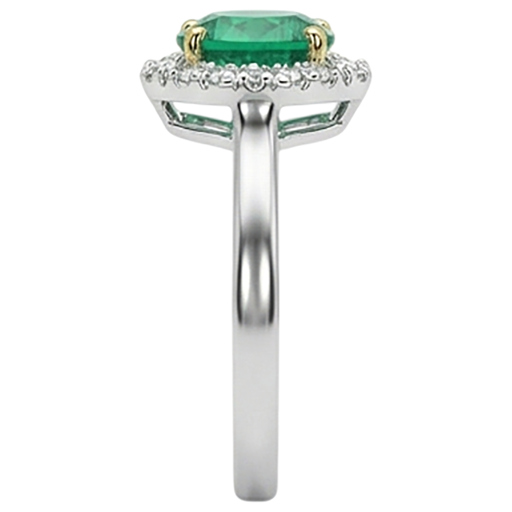 Natural Real ( Not Lab Grown ) Halo Jewelry Zambian Green Emerald GIA Ring