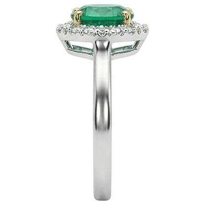 Natural Real ( Not Lab Grown ) Halo Jewelry Zambian Green Emerald GIA Ring
