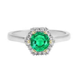 Halo Jewelry Zambian Green Emerald Ring