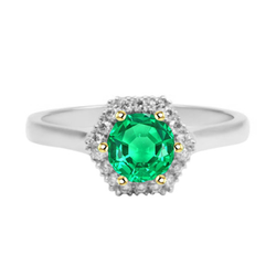 Natural Real ( Not Lab Grown ) Halo Jewelry Zambian Green Emerald GIA Ring