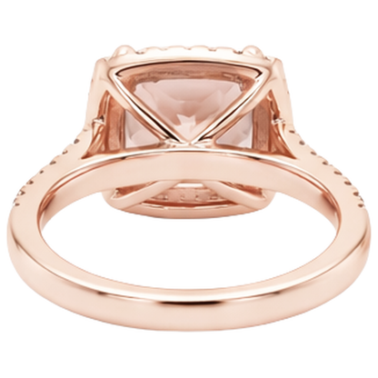 Halo Morganite 12.75 Carats Wedding Ring Prong Set Rose Gold 14K
