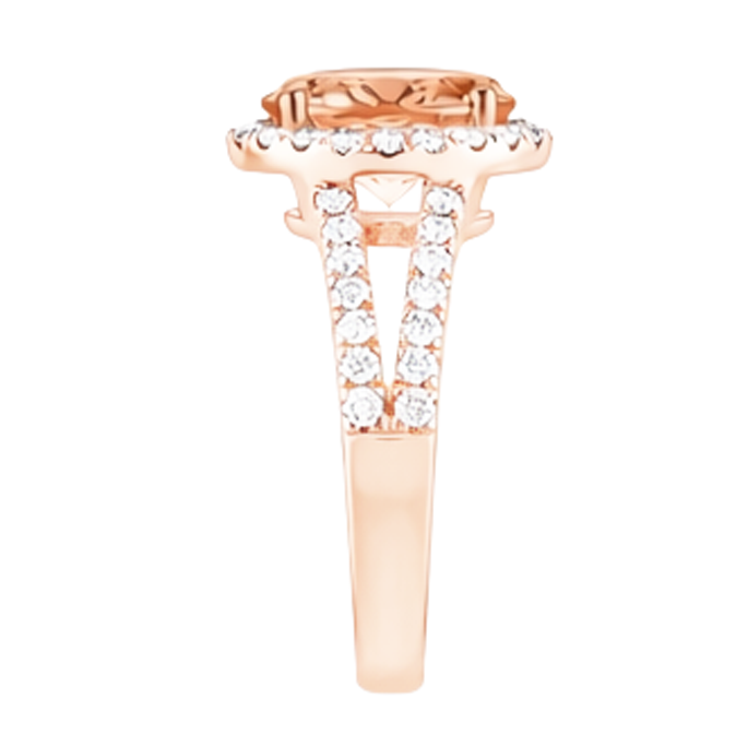 Halo Morganite And Natural Earth Mined Diamonds 21 Ct Ring Rose Gold 14K