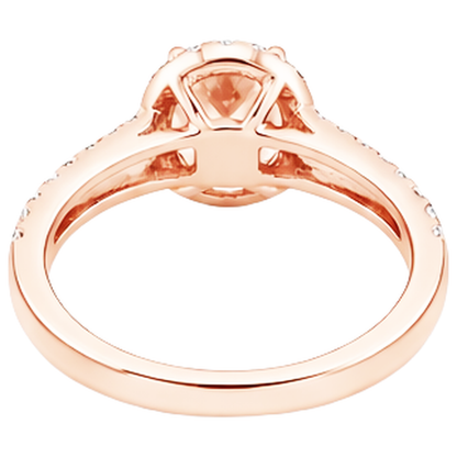 Halo Morganite And Natural Earth Mined Diamonds 21 Ct Ring Rose Gold 14K