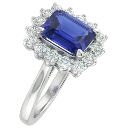 Halo Natural Earth Mined Diamond Emerald Ceylon Sapphire Engagement Ring 8.20 Carats