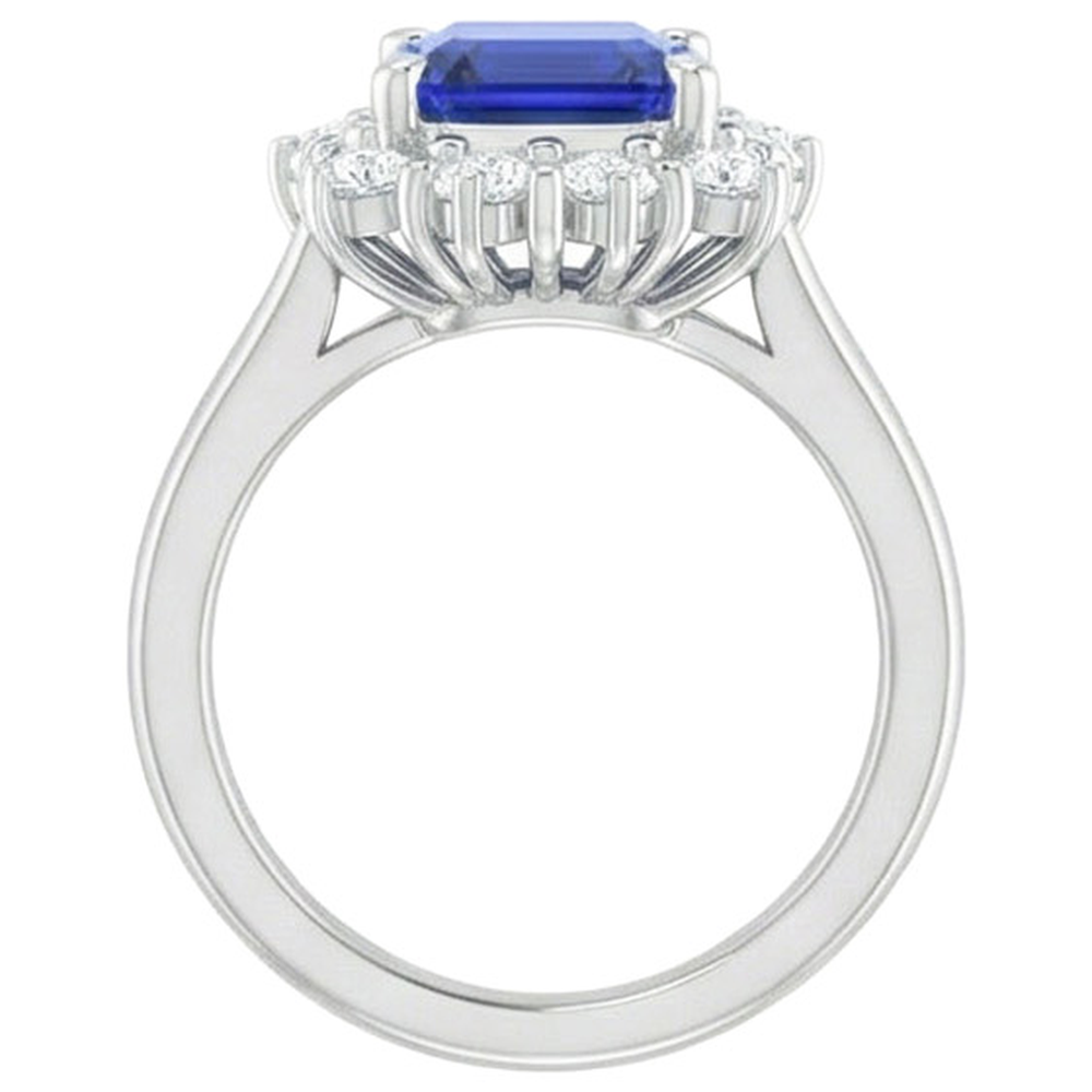 Halo Natural Earth Mined Diamond Emerald Ceylon Sapphire Engagement Ring 8.20 Carats