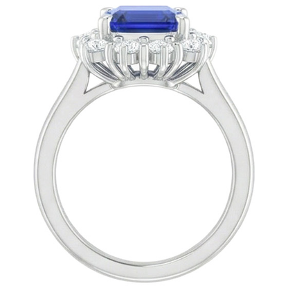 Halo Natural Earth Mined Diamond Emerald Ceylon Sapphire Engagement Ring 8.20 Carats