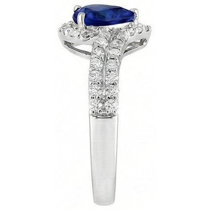 Halo Natural Earth Mined Diamond Ring 4.50 Carats Heart Blue Sapphire Double Shank