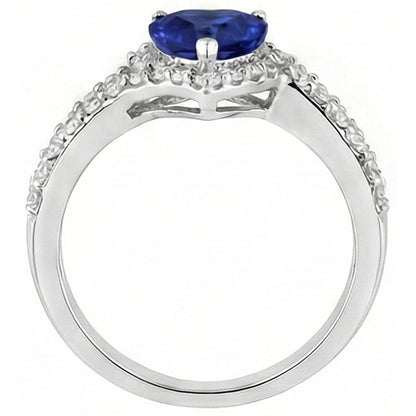 Halo Natural Earth Mined Diamond Ring 4.50 Carats Heart Blue Sapphire Double Shank