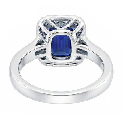 Halo Natural Earth Mined Diamond Ring Emerald Blue Sapphire Jewelry 3 Carats Channel Set