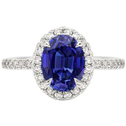 Halo Natural Earth Mined Diamond Ring Sapphire Jewelry