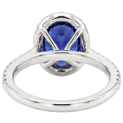 Halo Natural Earth Mined Diamond Ring Sapphire Jewelry