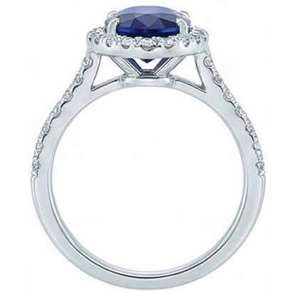 natural round sapphire 7.50ct ring profile view