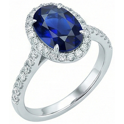 Natural Sapphire Ring 7.50ct - White Gold 14K