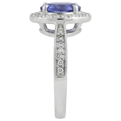 Halo Oval 10.25 Carats Tanzanite & Natural Earth Mined Diamonds Ring White Gold 14K