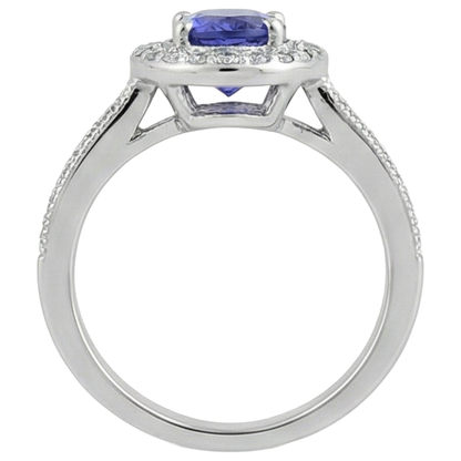 Halo Oval 10.25 Carats Tanzanite & Natural Earth Mined Diamonds Ring White Gold 14K