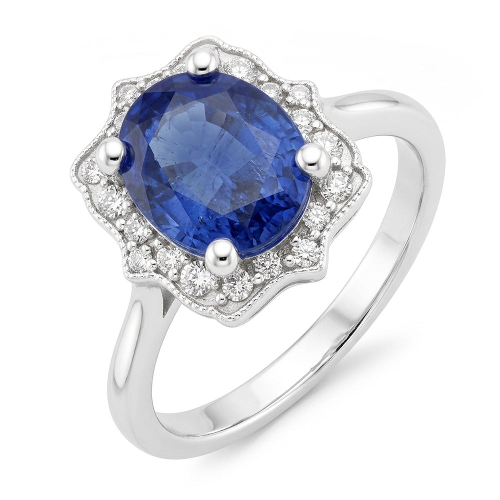Halo Oval Blue Sapphire Wedding Ring 3.50 Carats Women Natural Earth Mined Diamond Jewelry