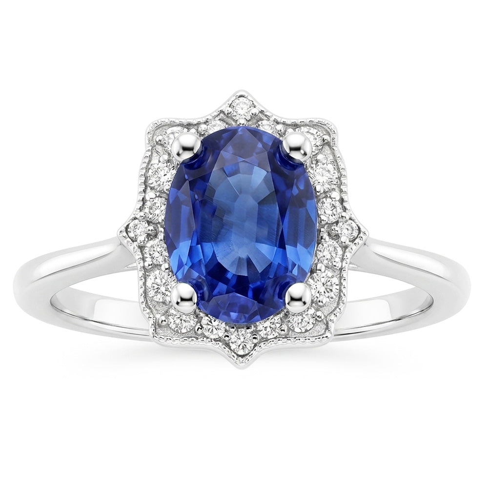 Halo Oval Blue Sapphire Wedding Ring 3.50 Carats Women Natural Earth Mined Diamond Jewelry
