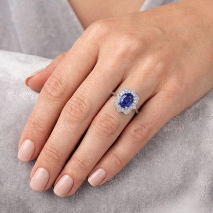 Halo Oval Blue Sapphire Wedding Ring 3.50 Carats Women Natural Earth Mined Diamond Jewelry
