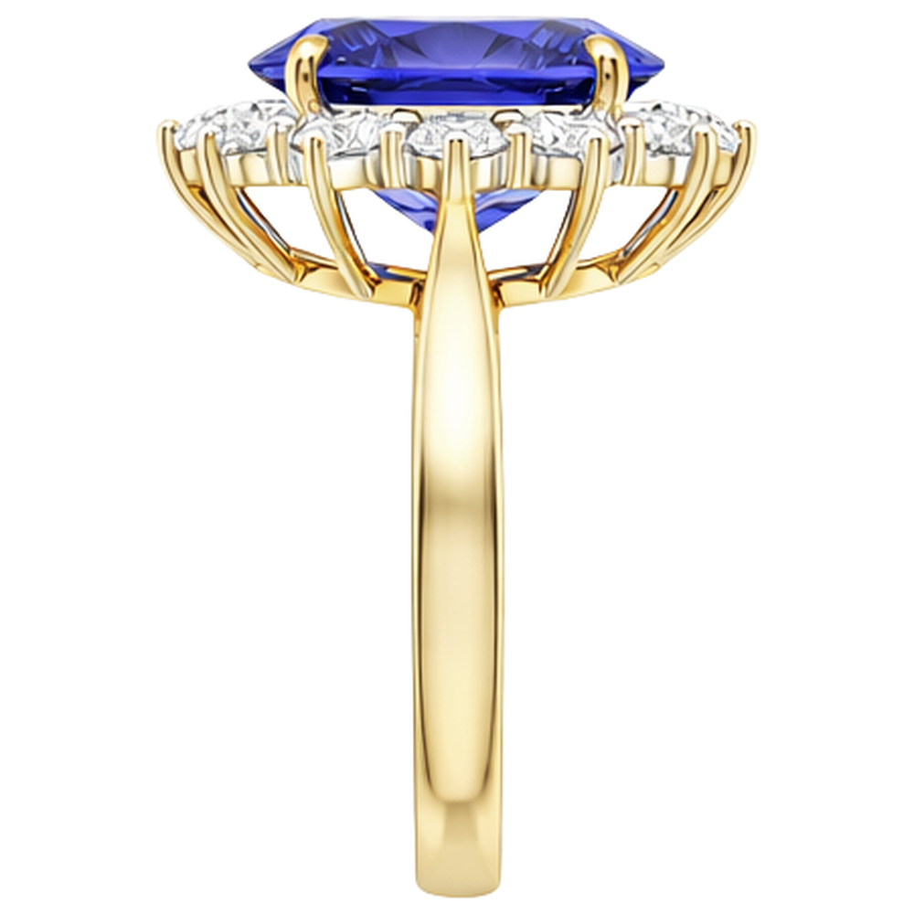 Halo Oval Tanzanite AAA Natural Earth Mined Diamonds 8.50 Carat Ring Two Tone Gold