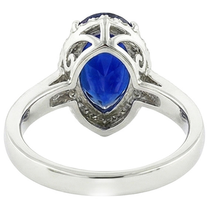natural round sapphire 3.75ct ring on white background