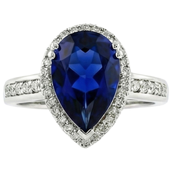 Natural Sapphire Ring 3.75ct - White Gold 14K