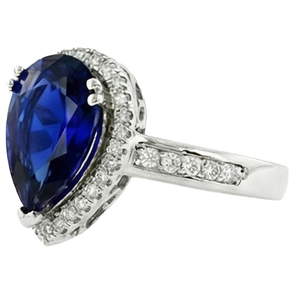 natural round sapphire 3.75ct ring top view