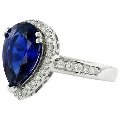 natural round sapphire 3.75ct ring top view