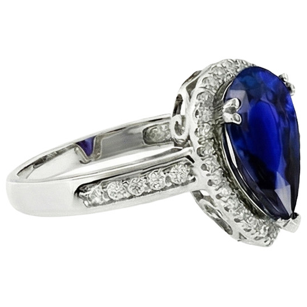 natural round sapphire 3.75ct ring profile view