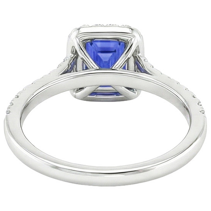 Halo Ring Emerald Sri Lankan Sapphire & Natural Earth Mined Diamond 4.50 Carats
