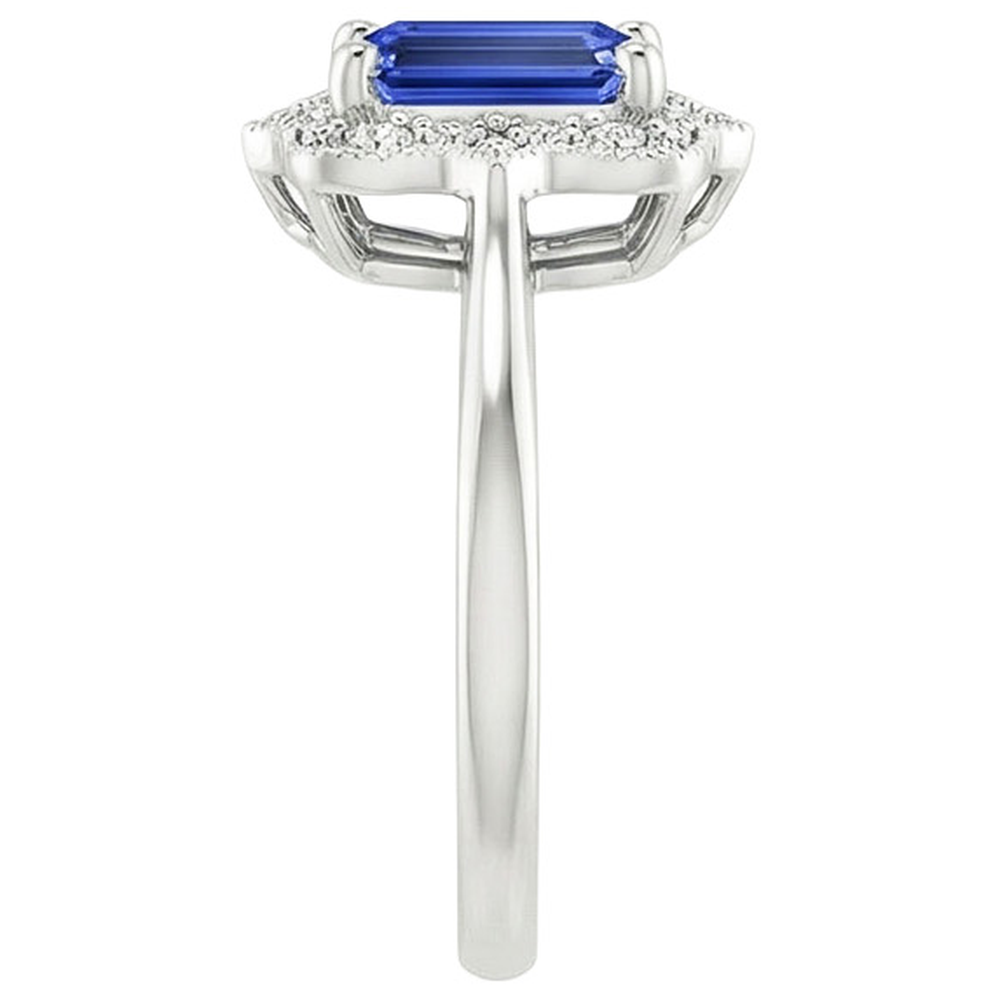 Halo Ring Emerald Sri Lankan Sapphire & Natural Earth Mined Diamond 4 Carats Flower Style