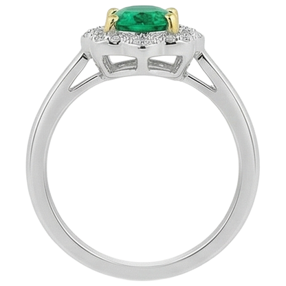 Natural Real ( Not Lab Grown ) Halo Ring Green Emerald GIA Flower Style Oval Cut