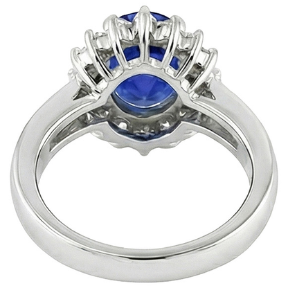 Halo Ring Star Style Blue Sapphire & Natural Earth Mined Diamonds 3.50 Carats Channel Set