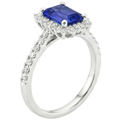 Halo Ring Star Style Ceylon Sapphire & Natural Earth Mined Diamond 4.50 Carats