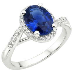 Halo Ring Twist Style Oval Blue Sapphire & Natural Earth Mined Diamonds 3.75 Carats