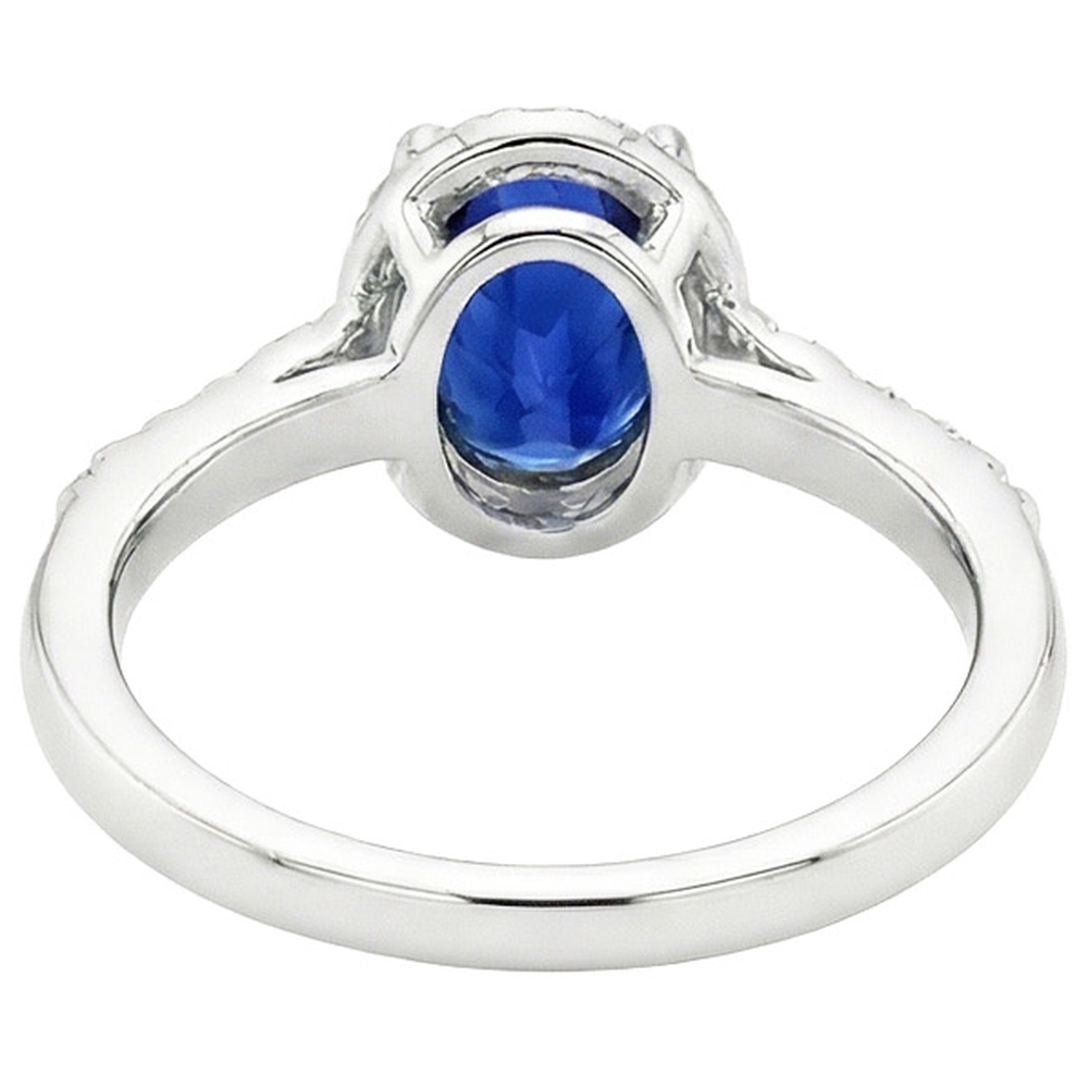 Halo Ring Twist Style Oval Blue Sapphire & Natural Earth Mined Diamonds 3.75 Carats